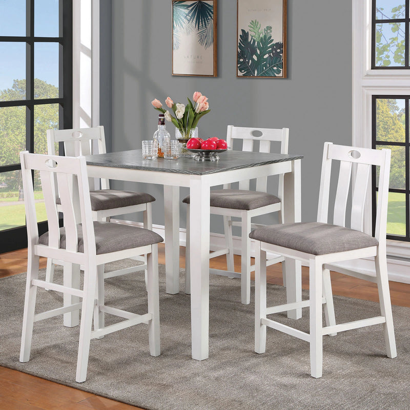 Dining - Dunseith 5 Piece White/Gray Pub Table