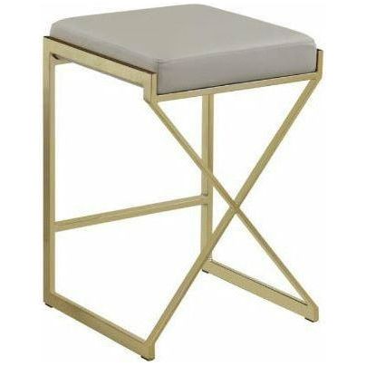 Bar Stool With Taupe Leatherette Seat 24" - Casa Muebles