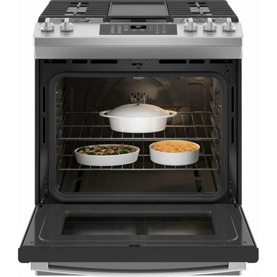 GE® 30" Slide-In Front-Control Convection Gas Range with No Preheat Air Fry