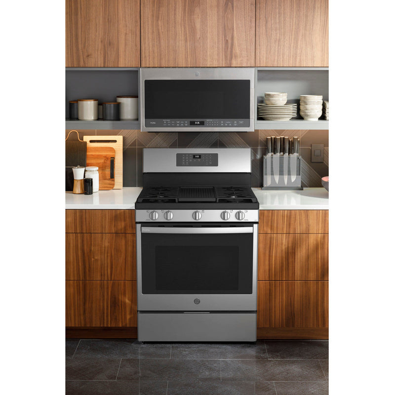 GE Profile™ Smart 30" Free-Standing Self Clean Gas Fingerprint Resistant Range with No Preheat Air Fry