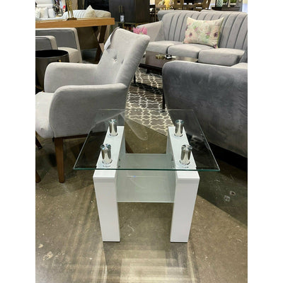 Side Table- Glossy White - Casa Muebles