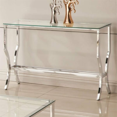 Glass Top Console Table Chrome - Casa Muebles